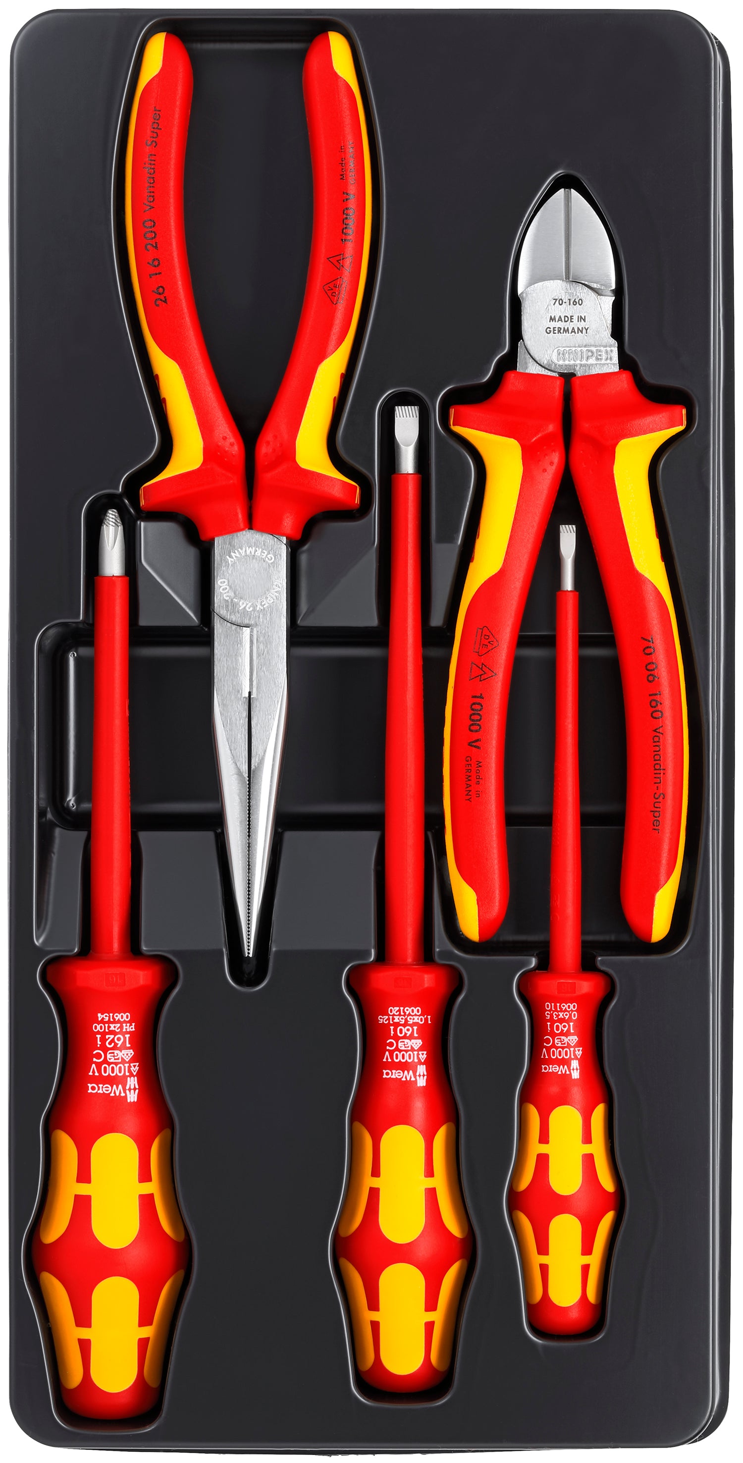 Knipex 00 20 13 5 Pc 1000V Insulated Set 2 Pliers, 3 Wera Screwdrivers - KNIPEX Tools