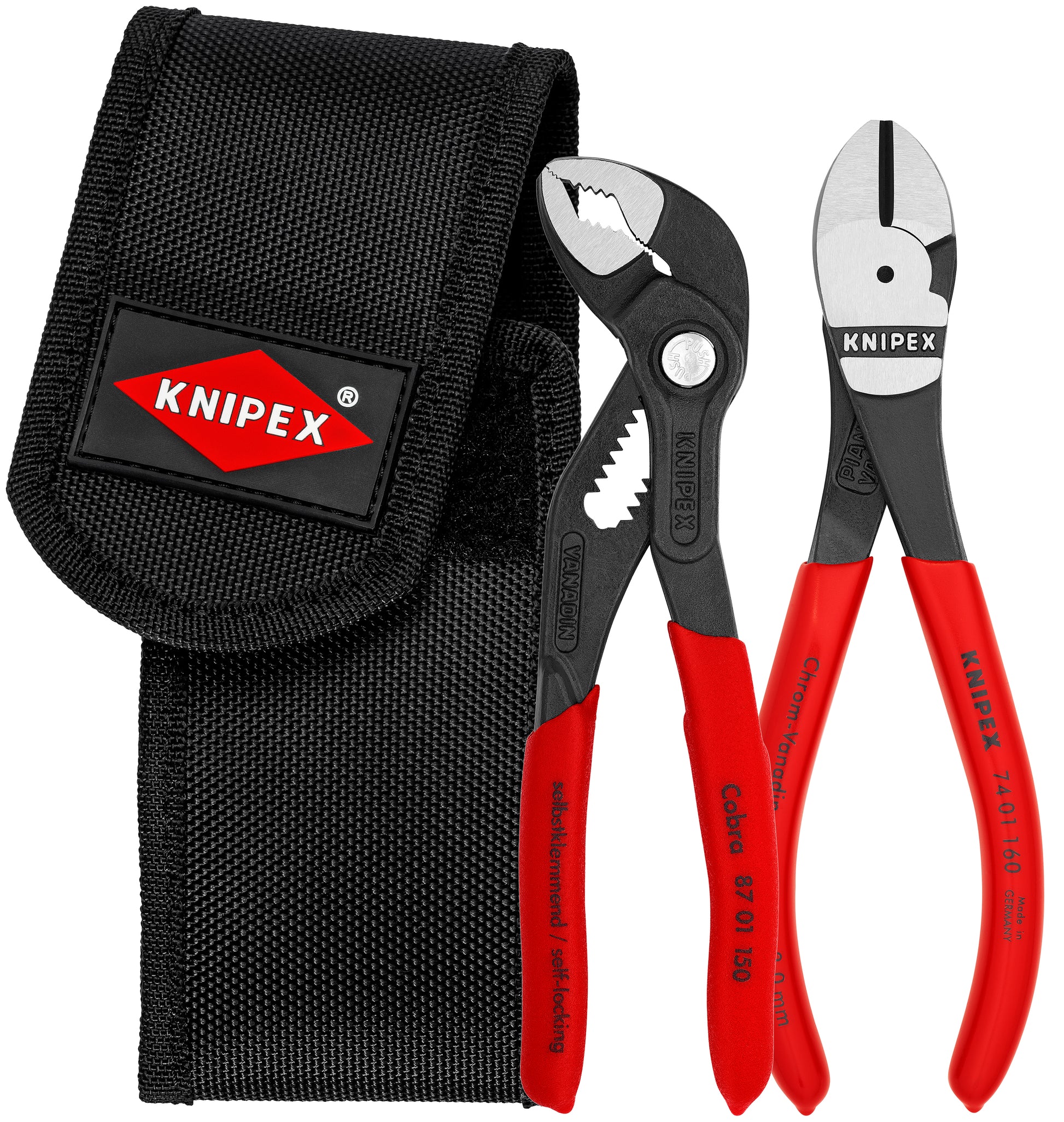 Knipex 00 20 72 V02 2 Pc Mini Pliers In Belt Pouch (74 01 160 & 87 01 125) - KNIPEX Tools