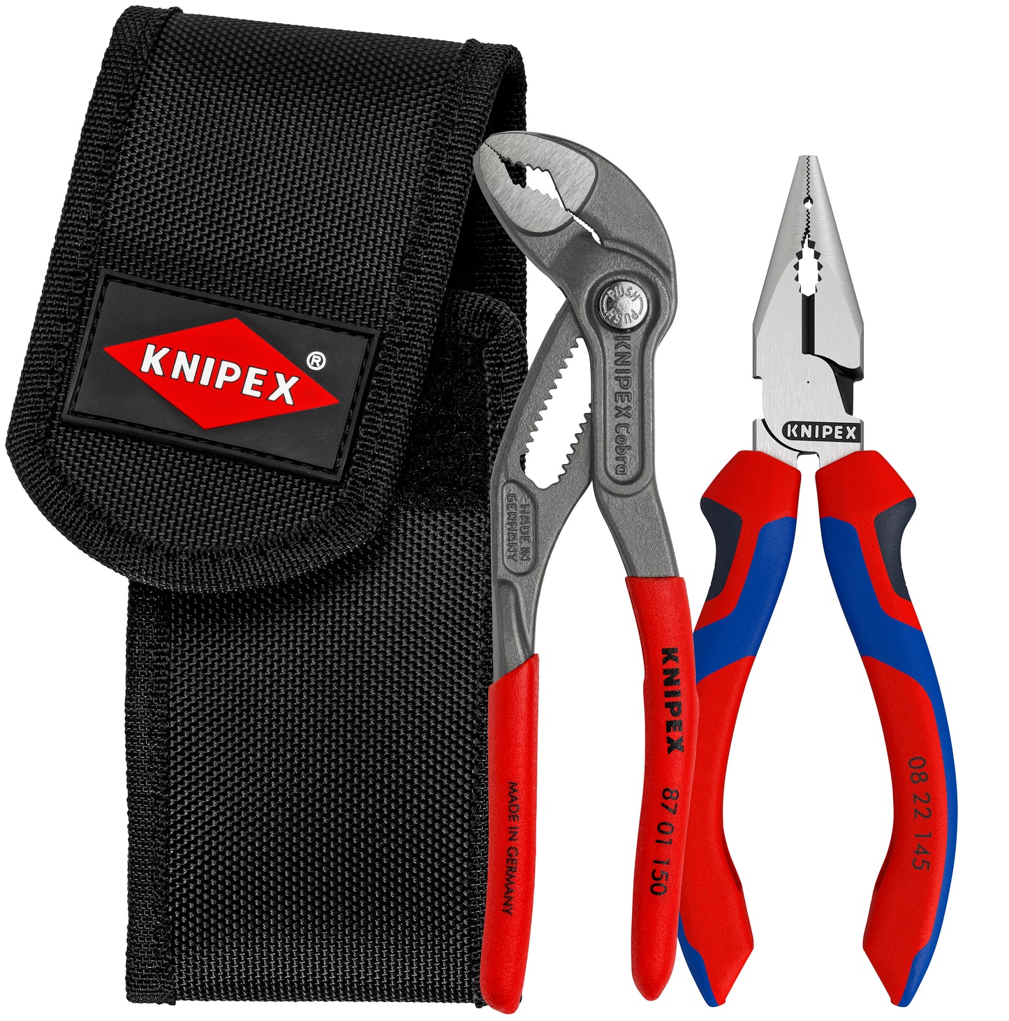 Knipex 00 20 72 V06 2 Pc Mini Pliers in Belt Pouch - Cobra® and Needle-Nose - KNIPEX Tools