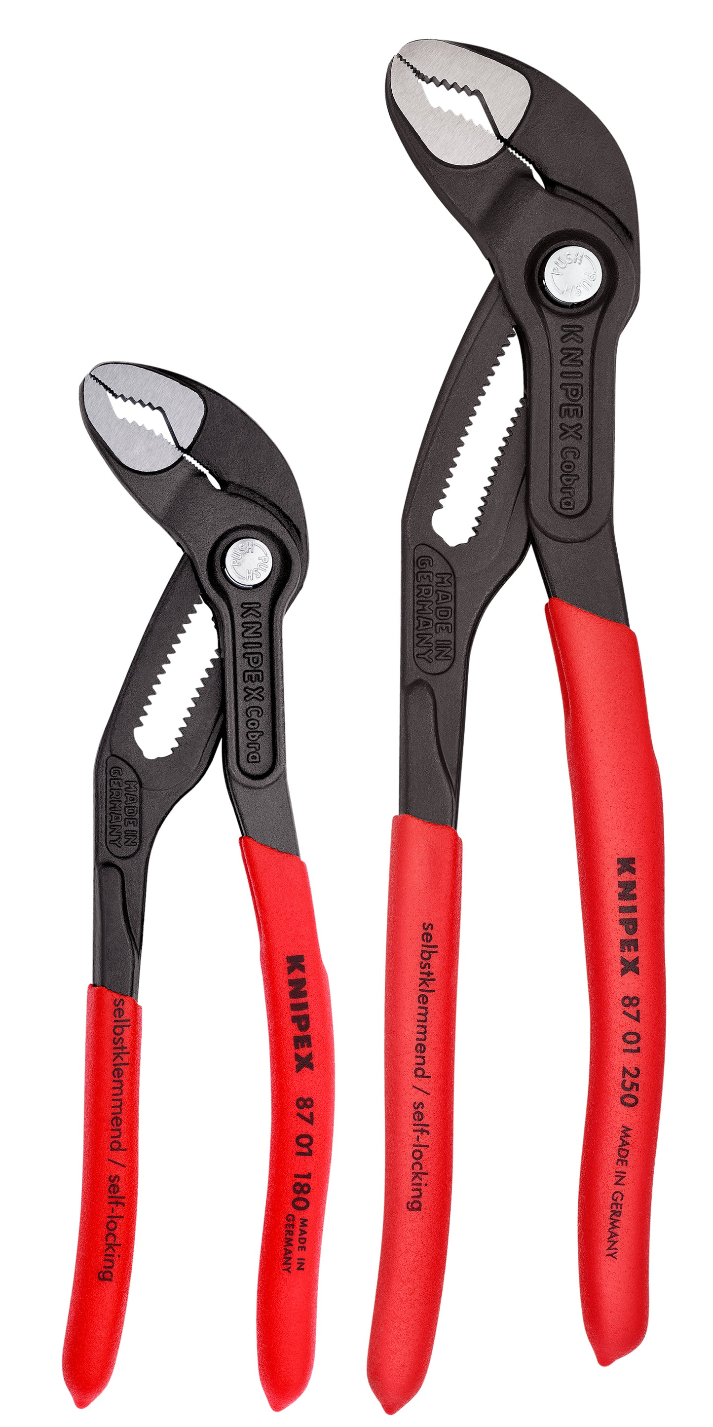 Knipex 00 31 20 V01 US 2 Pc Cobra® Pliers Set (87 01 180 & 87 01 250) - KNIPEX Tools