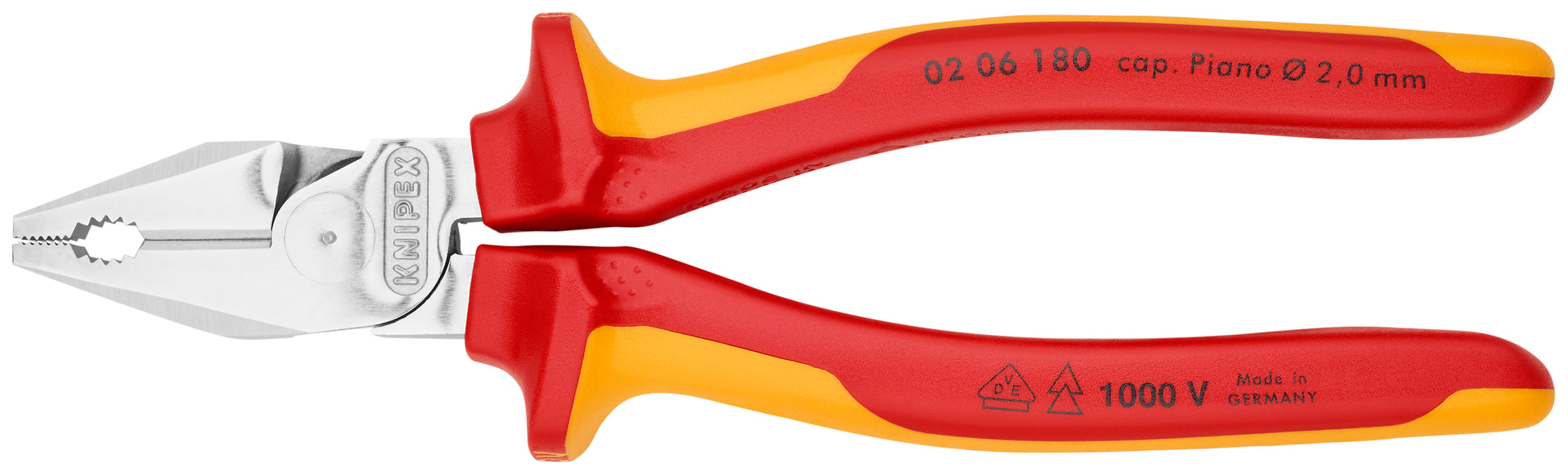 Knipex 02 06 180 High Leverage Combination Pliers-1000V Insulated - KNIPEX Tools