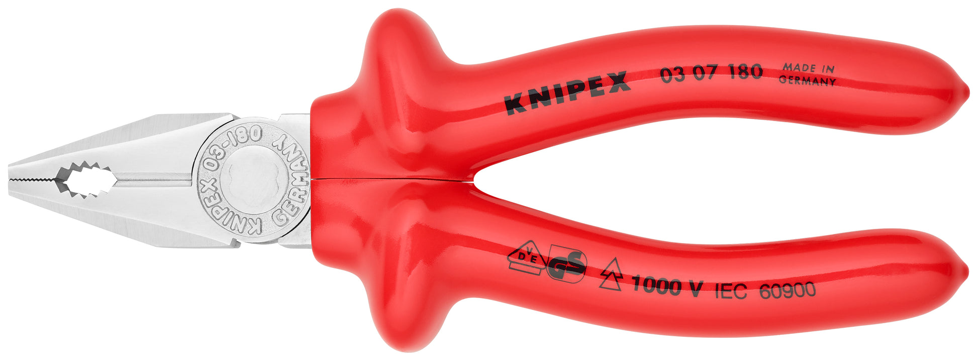 Knipex 03 07 180 Combination Pliers-1000V Insulated - KNIPEX Tools