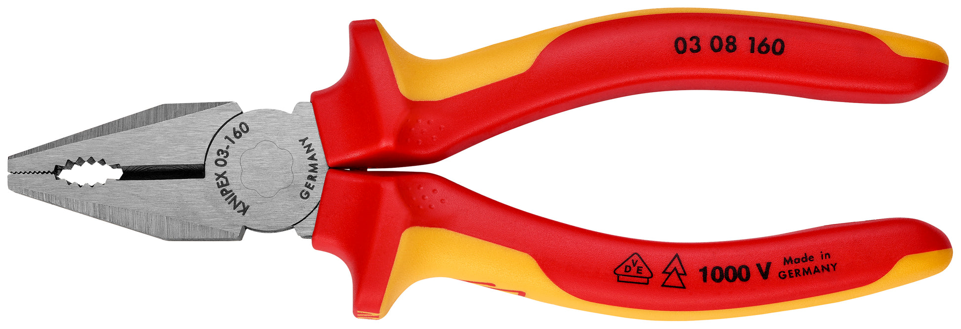 Knipex 03 08 160 SBA Combination Pliers-1000V Insulated - KNIPEX Tools