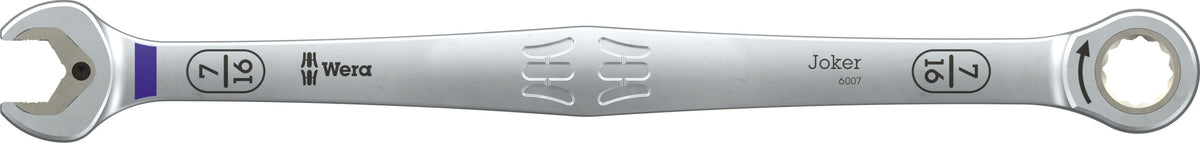 Wera 05020363001 6007 JOKER LONG RATCHETING COMBINATION SPANNER SB, LONG DESIGN, IMPERIAL, 7/16" X 220 MM