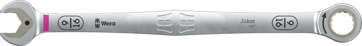 Wera 05020365001 6007 JOKER LONG RATCHETING COMBINATION SPANNER SB, LONG DESIGN, IMPERIAL, 9/16" X 265 MM