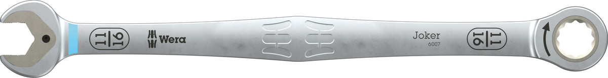 Wera 05020367001 6007 JOKER LONG RATCHETING COMBINATION SPANNER SB, LONG DESIGN, IMPERIAL, 11/16" X 334 MM