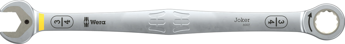 Wera 05020368001 6007 JOKER LONG RATCHETING COMBINATION SPANNER SB, LONG DESIGN, IMPERIAL, 3/4" X 334 MM