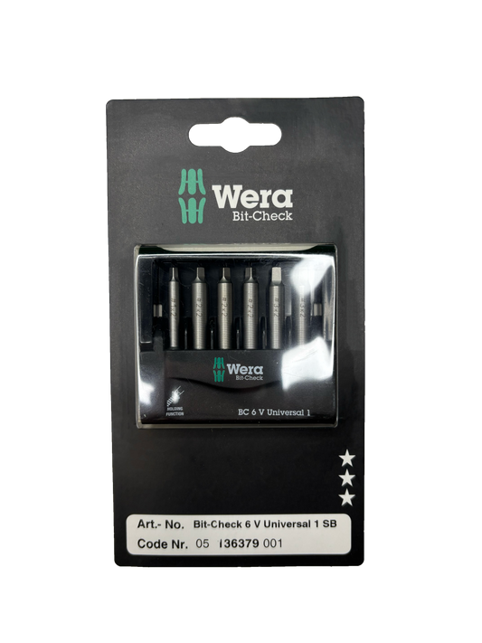 Wera 05136379001 BIT-CHECK 6 V UNIVERSAL 1 SB 50MM BITS FOR SQ SCREWS