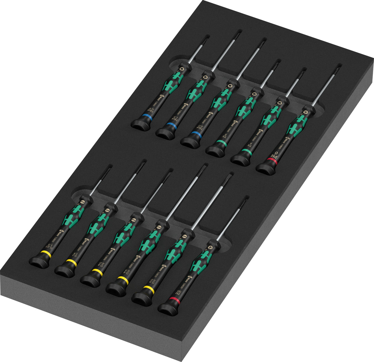 Wera 05150107001 9716 FOAM INSERT KRAFTFORM MICRO SCREWDRIVER SET 2, 13 PIECES