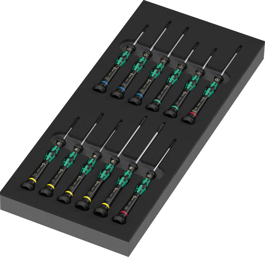 Wera 05150107001 9716 FOAM INSERT KRAFTFORM MICRO SCREWDRIVER SET 2, 13 PIECES