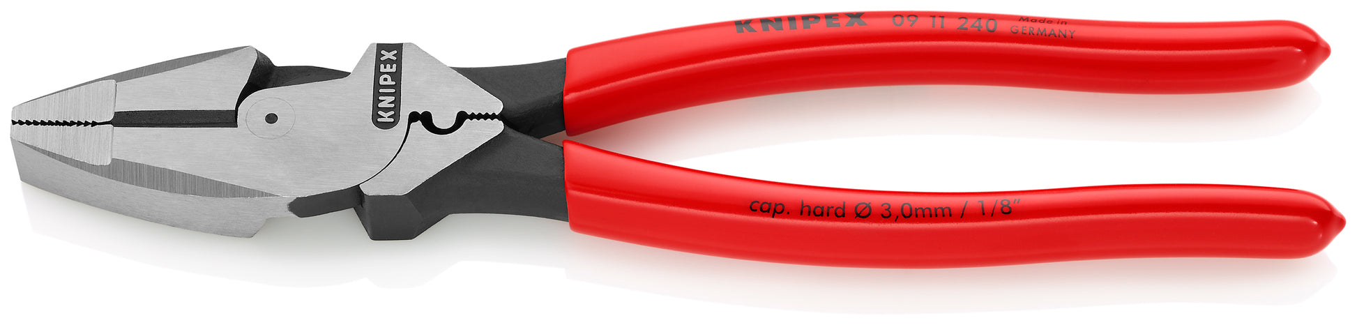 Knipex 09 11 240 High Leverage Lineman's Pliers New England with Fish Tape Puller & Crimper - image 2