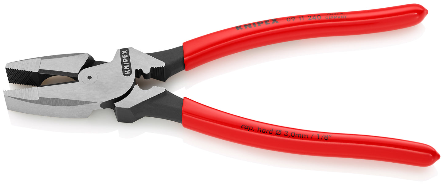 Knipex 09 11 240 SBA High Leverage Lineman's Pliers New England with Fish Tape Puller & Crimper - image 3