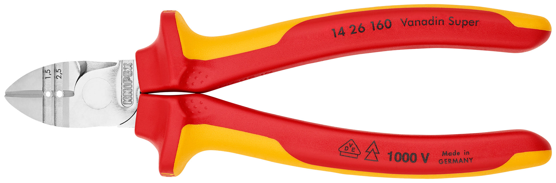Knipex 14 26 160 Diagonal Cutting Pliers with Stripper-1000V Insulated - KNIPEX Tools