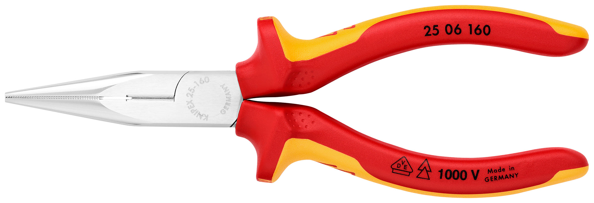 Knipex 25 06 160 Long Nose Pliers with Cutter-1000V Insulated - KNIPEX Tools