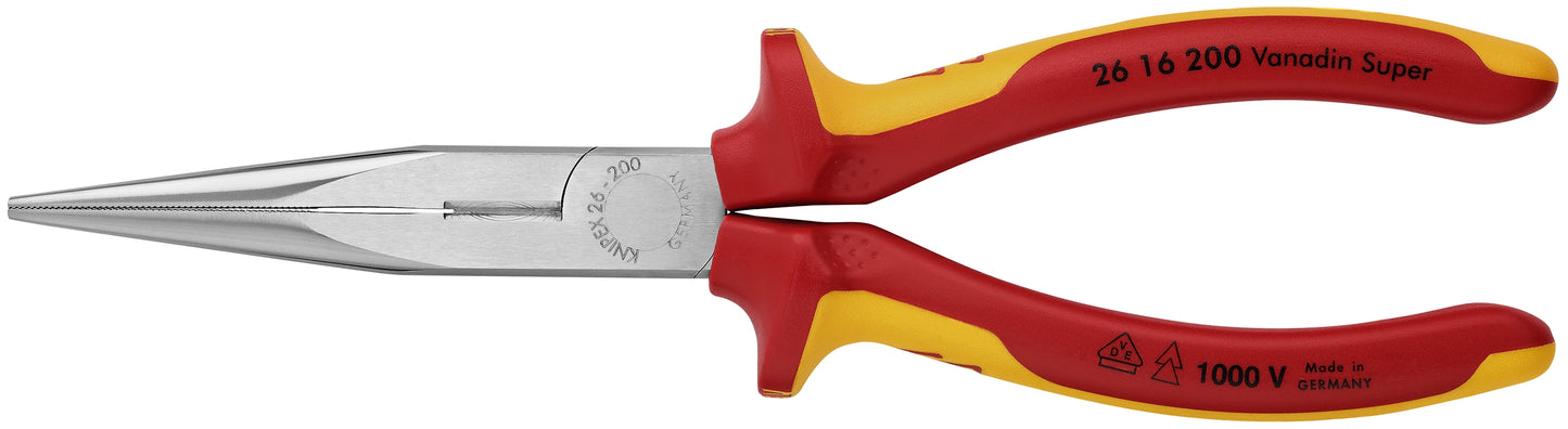 Knipex 26 16 200 Long Nose Pliers with Cutter-1000V Insulated - KNIPEX Tools