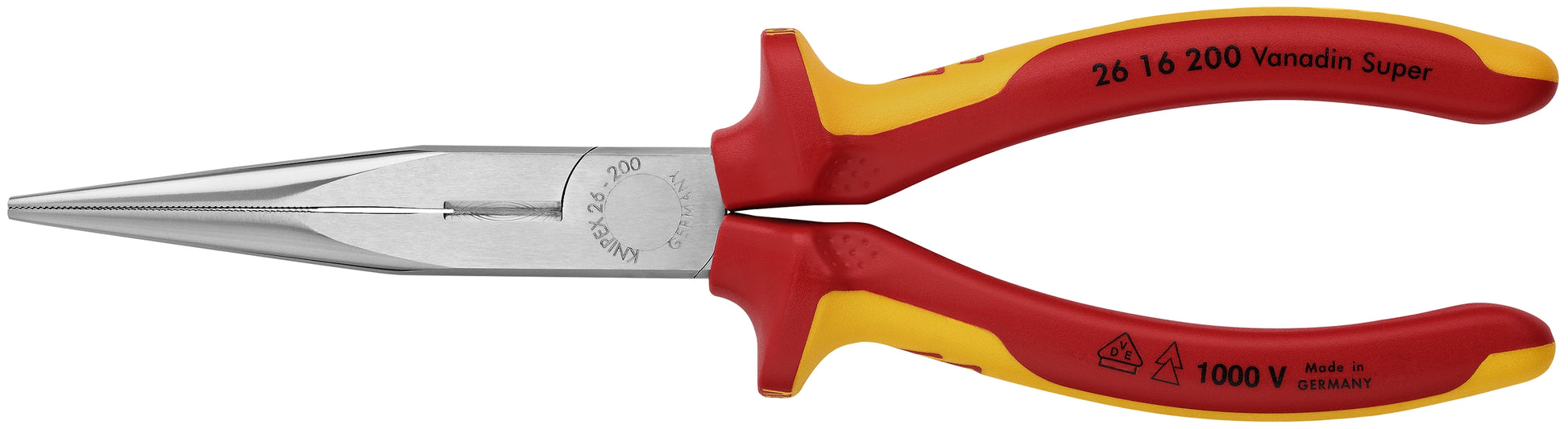 Knipex 26 16 200 Long Nose Pliers with Cutter-1000V Insulated - KNIPEX Tools