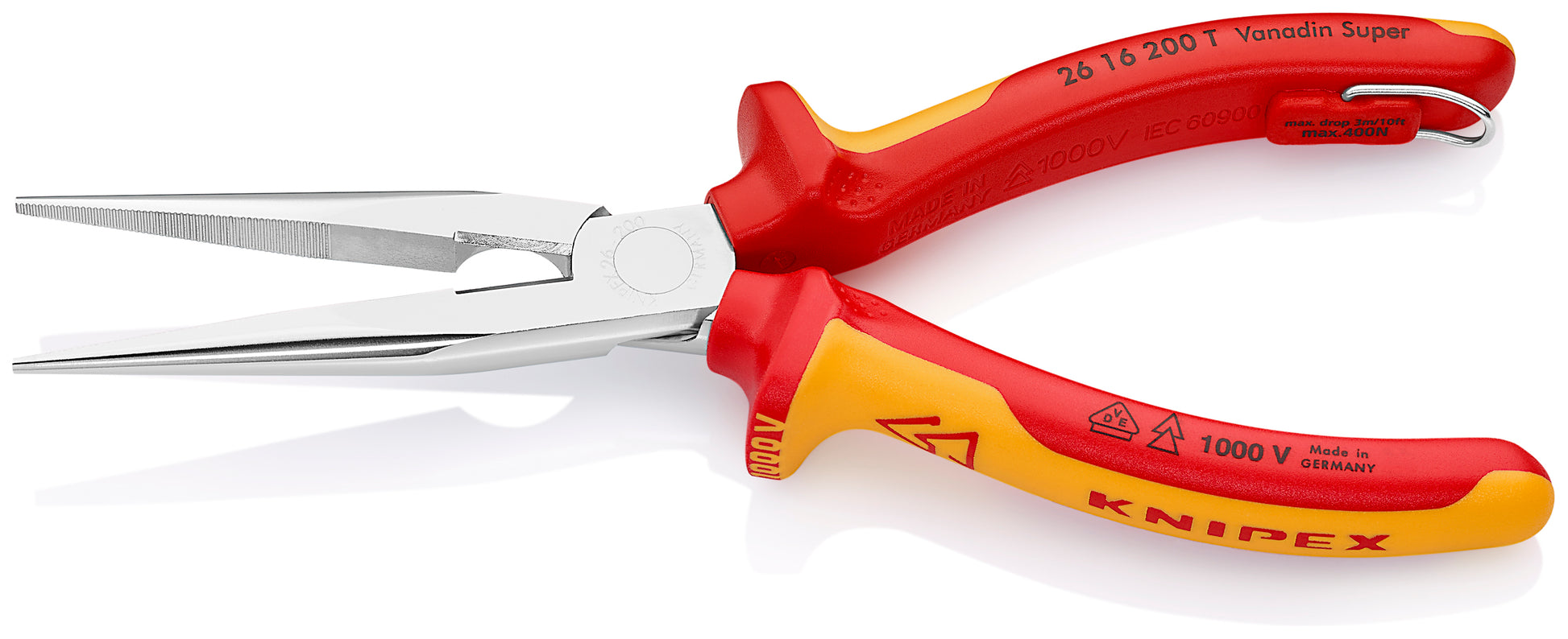 Knipex 26 16 200 T Long Nose Pliers with Cutter-1000V Insulated-Tethered Attachment - image 3