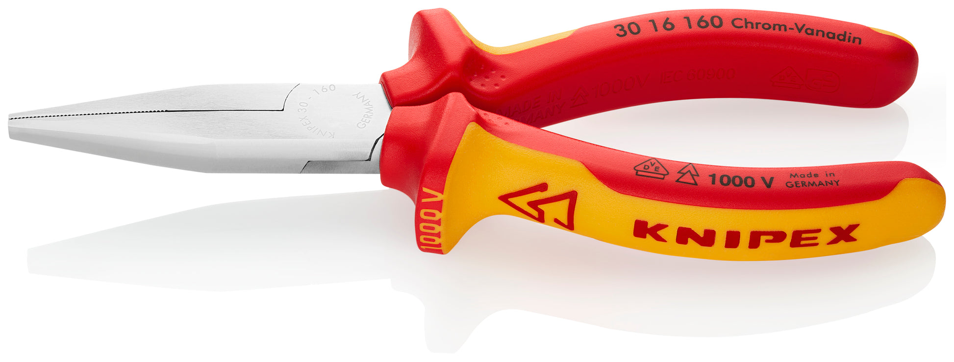 Knipex 30 16 160 Long Nose Pliers-Flat Tips-1000V Insulated - image 2