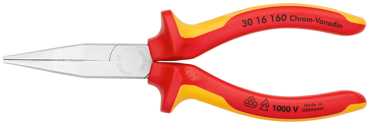 Knipex 30 16 160 Long Nose Pliers-Flat Tips-1000V Insulated - KNIPEX Tools