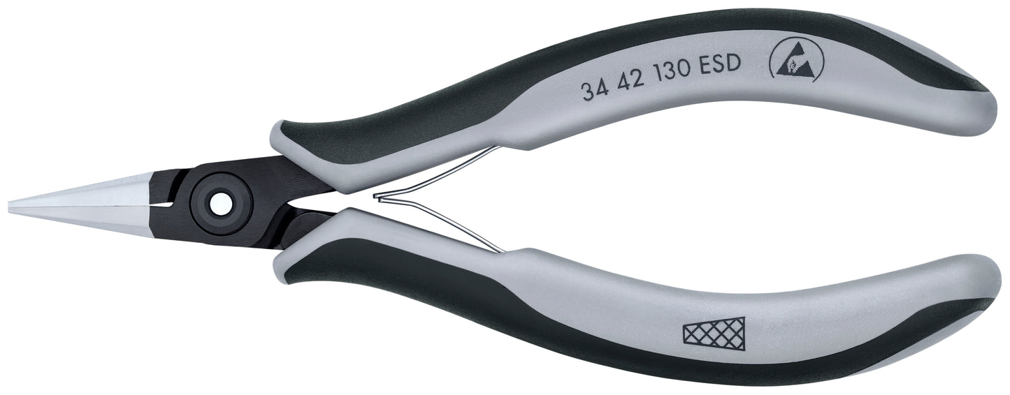 Knipex 34 42 130 ESD Electronics Pliers-Flat Wide Tips, ESD Handles - KNIPEX Tools