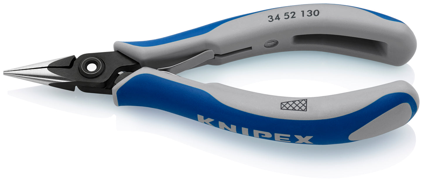 Knipex 34 52 130 Electronics Pliers-Half Round Tips, Cross-Hatched - image 2