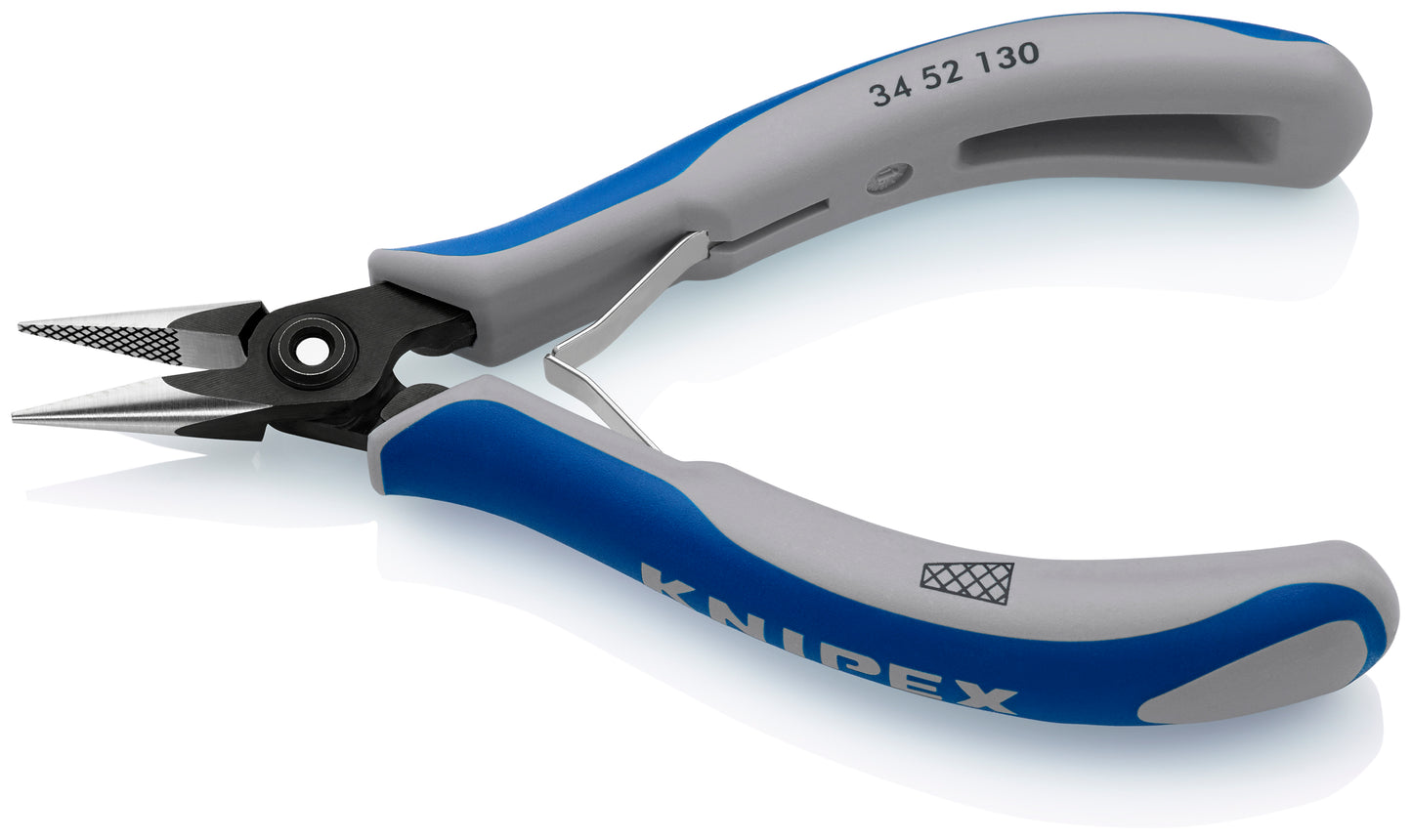 Knipex 34 52 130 Electronics Pliers-Half Round Tips, Cross-Hatched - image 3