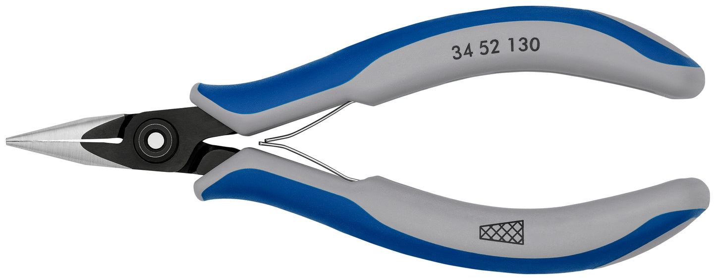 Knipex 34 52 130 Electronics Pliers-Half Round Tips, Cross-Hatched - KNIPEX Tools
