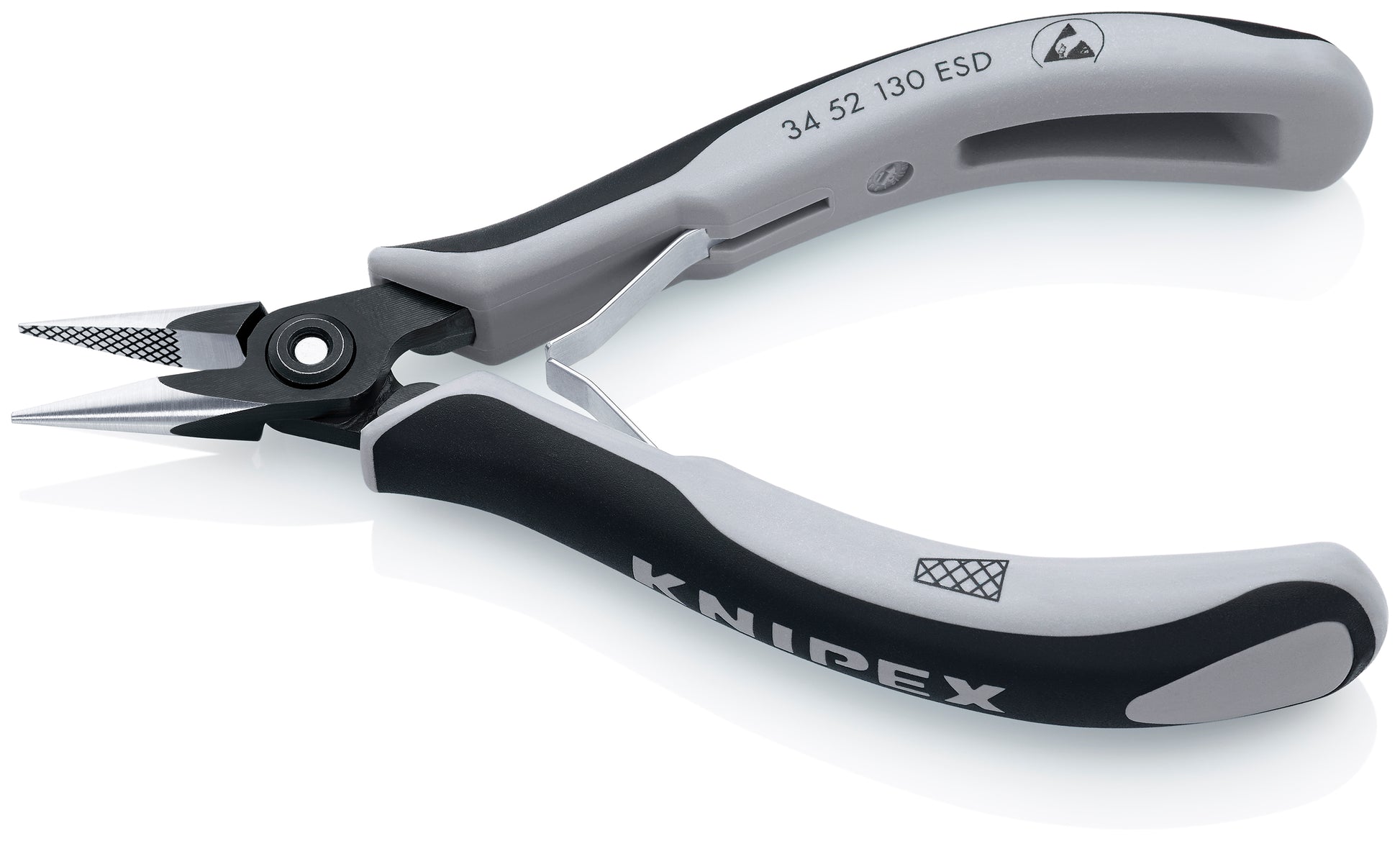 Knipex 34 52 130 ESD Electronics Pliers-Half Round Tips, Cross-Hatched, ESD Handles - image 3