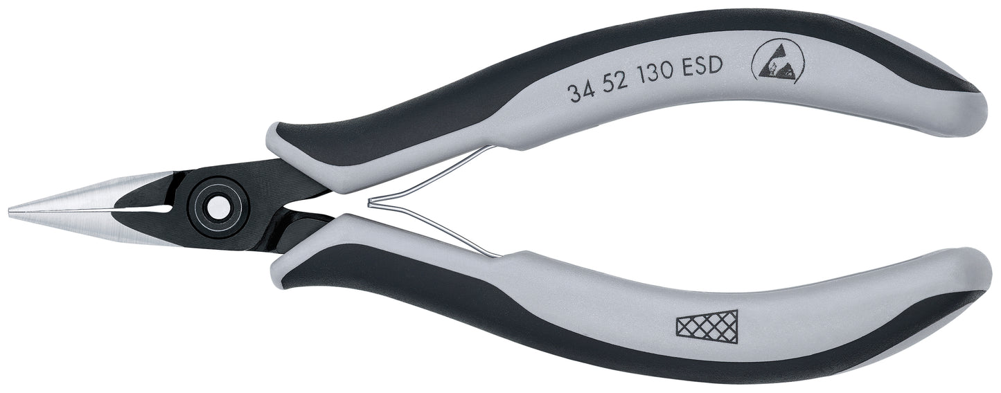 Knipex 34 52 130 ESD Electronics Pliers-Half Round Tips, Cross-Hatched, ESD Handles - KNIPEX Tools