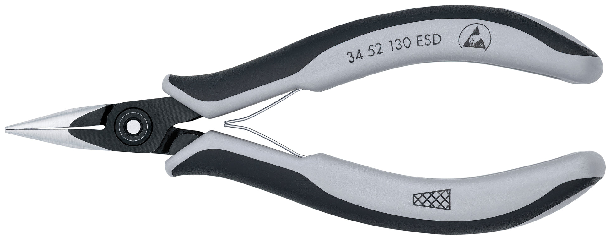 Knipex 34 52 130 ESD Electronics Pliers-Half Round Tips, Cross-Hatched, ESD Handles - KNIPEX Tools