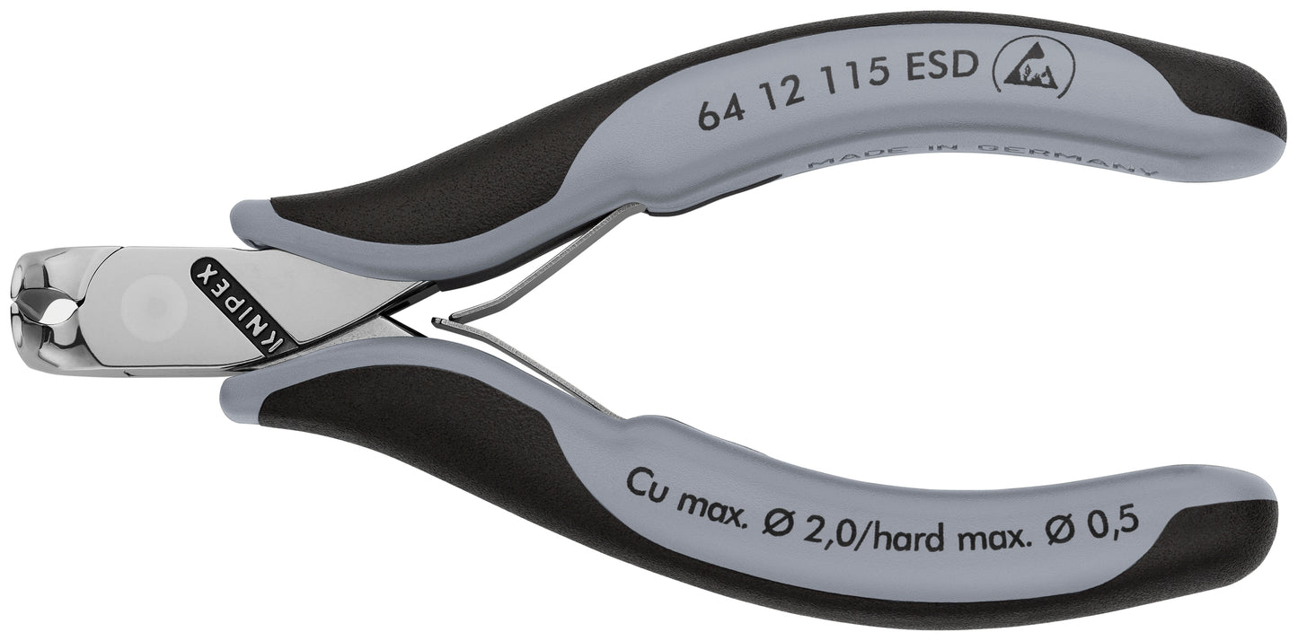 Knipex 64 12 115 ESD Electronics End Cutting Nippers-ESD Handles - KNIPEX Tools