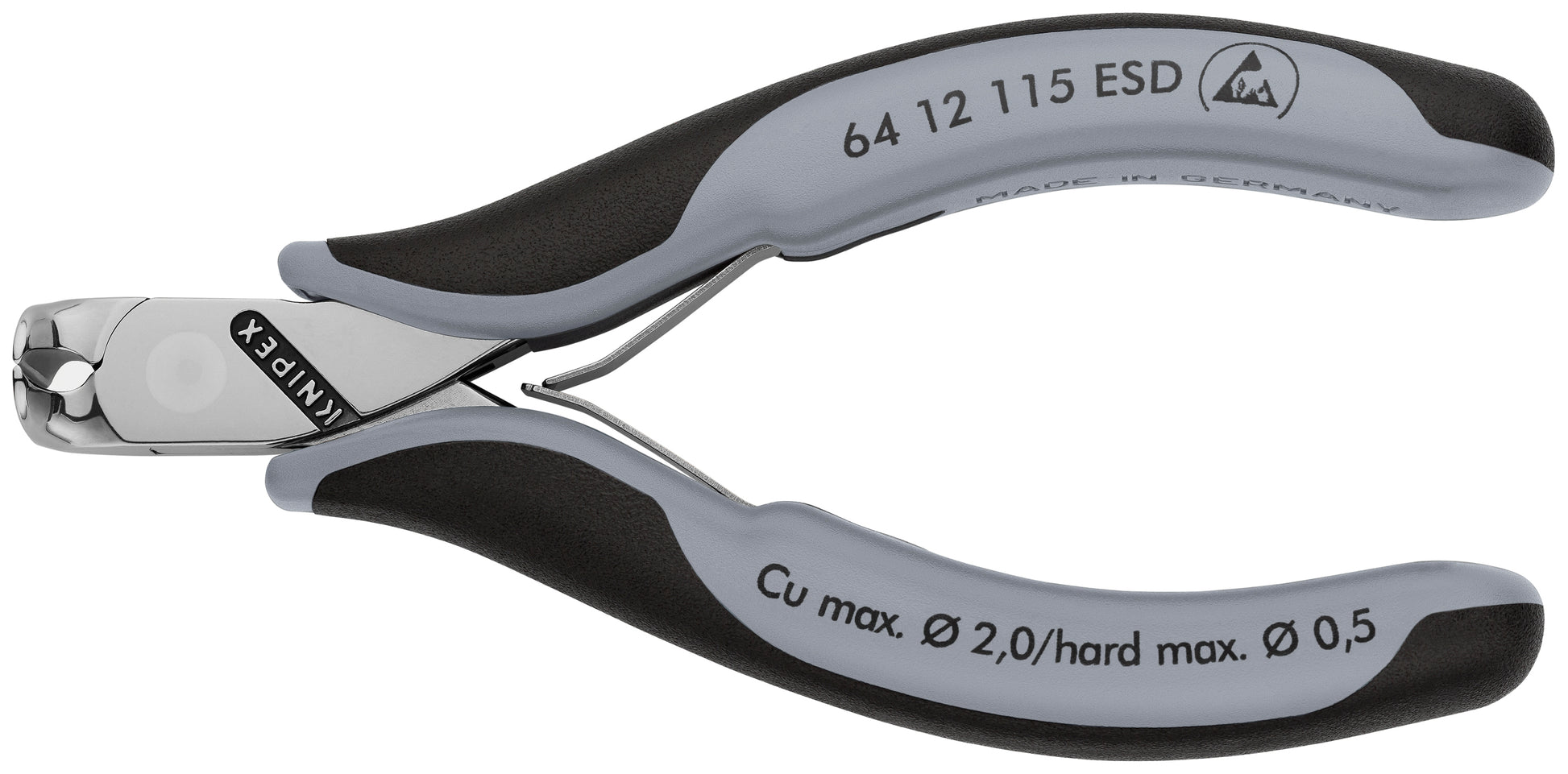 Knipex 64 12 115 ESD Electronics End Cutting Nippers-ESD Handles - KNIPEX Tools