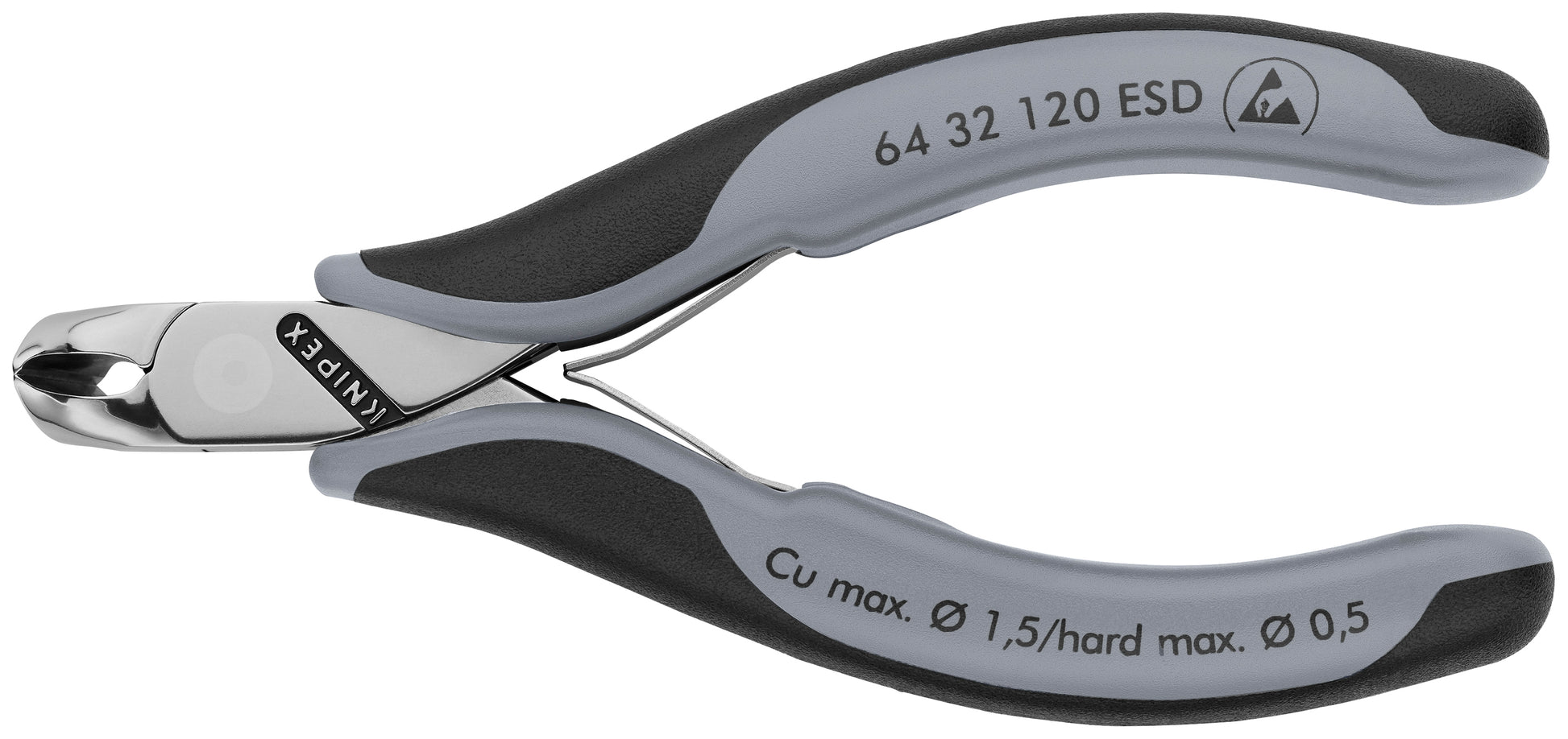 Knipex 64 32 120 ESD Electronics End Cutting Nippers-ESD Handles - KNIPEX Tools