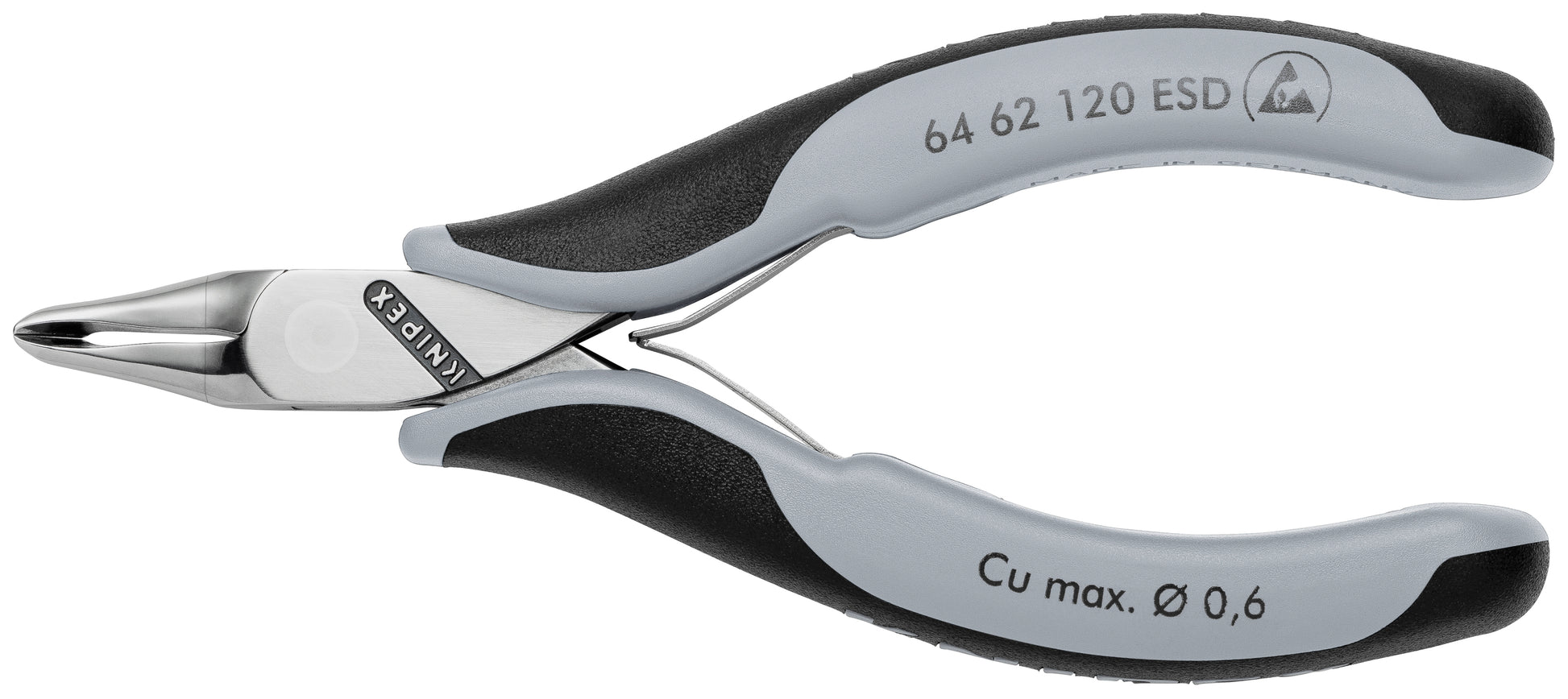 Knipex 64 62 120 ESD Electronics End Cutting Nippers-ESD Handles - KNIPEX Tools