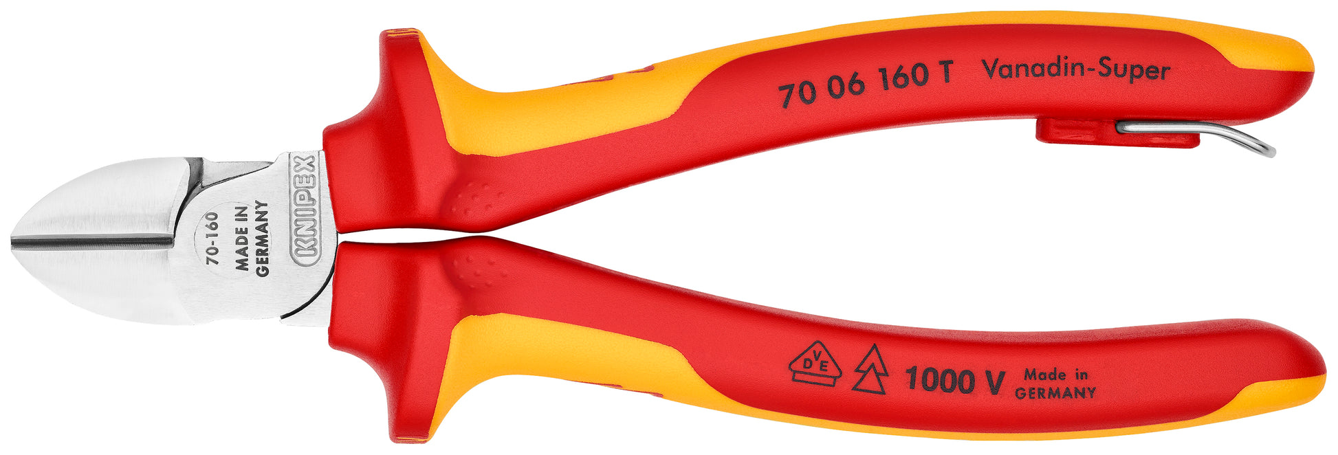 Knipex 70 06 160 T Diagonal Cutters-1000V Insulated-Tethered Attachment - KNIPEX Tools