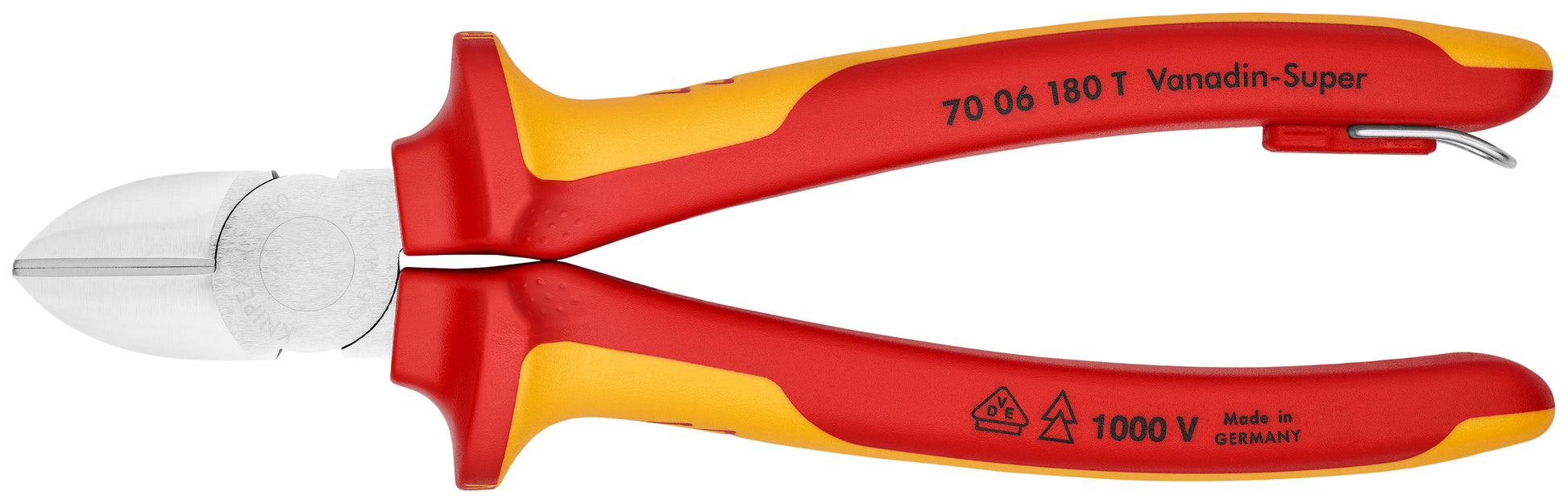 Knipex 70 06 180 T Diagonal Cutters-1000V Insulated-Tethered Attachment - KNIPEX Tools