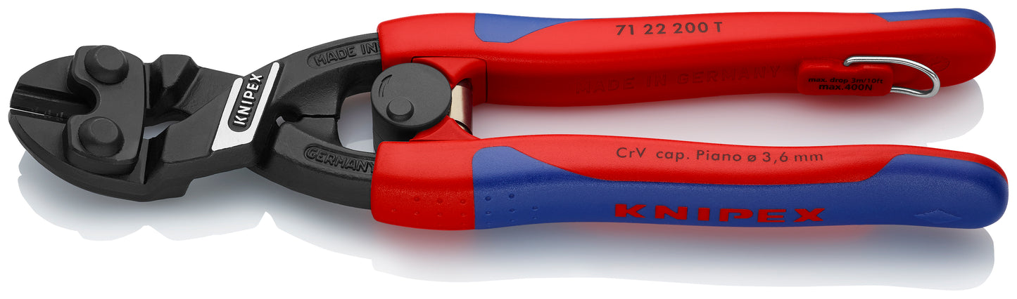 Knipex 71 22 200 T BKA CoBolt® High Leverage 20° Angled Compact Bolt Cutters-Tethered Attachment - image 2