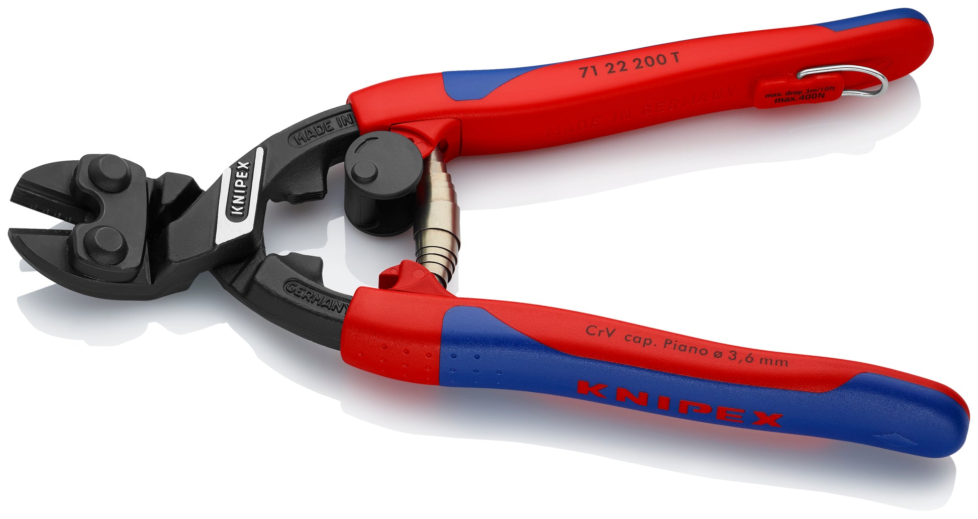 Knipex 71 22 200 T BKA CoBolt® High Leverage 20° Angled Compact Bolt Cutters-Tethered Attachment - image 3