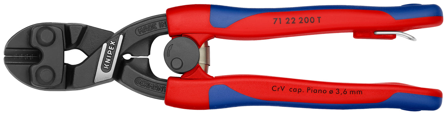 Knipex 71 22 200 T BKA CoBolt® High Leverage 20° Angled Compact Bolt Cutters-Tethered Attachment - KNIPEX Tools