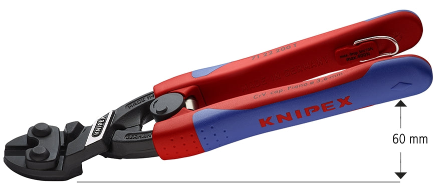 Knipex 71 22 200 T BKA CoBolt® High Leverage 20° Angled Compact Bolt Cutters-Tethered Attachment - image 4