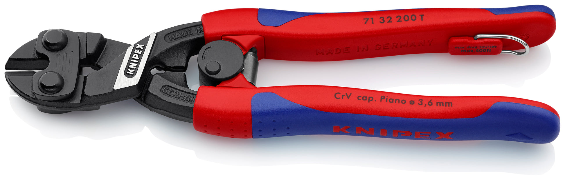 Knipex 71 32 200 T BKA CoBolt® High Leverage Compact Bolt Cutter-Notched Blade-Tethered Attachment - image 2