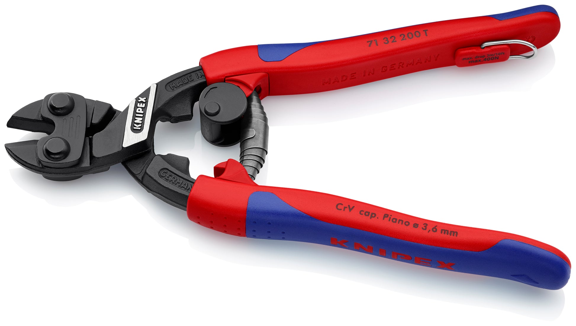 Knipex 71 32 200 T BKA CoBolt® High Leverage Compact Bolt Cutter-Notched Blade-Tethered Attachment - image 3