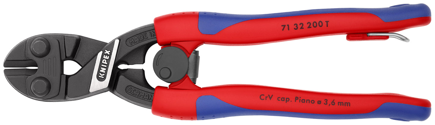 Knipex 71 32 200 T BKA CoBolt® High Leverage Compact Bolt Cutter-Notched Blade-Tethered Attachment - KNIPEX Tools
