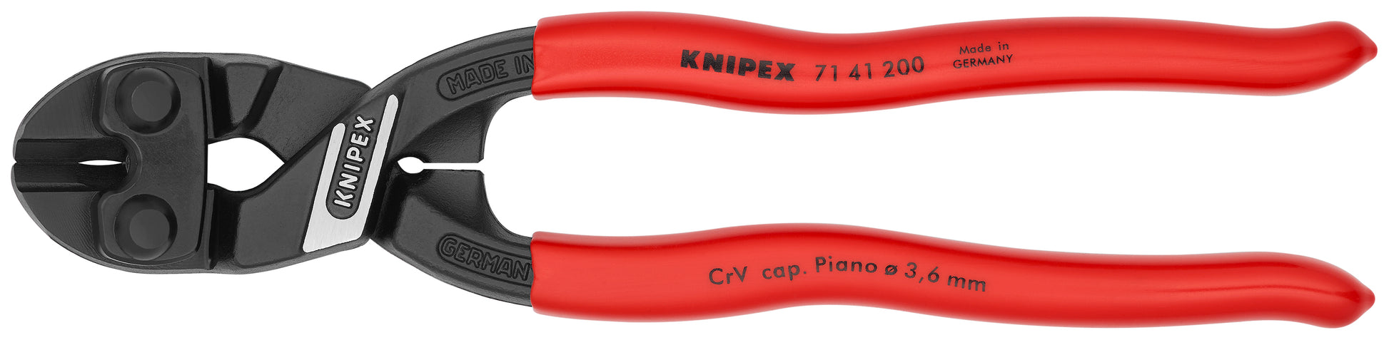 Knipex 71 41 200 CoBolt® High Leverage 20° Angled Compact Bolt Cutters-Notched Blade - KNIPEX Tools