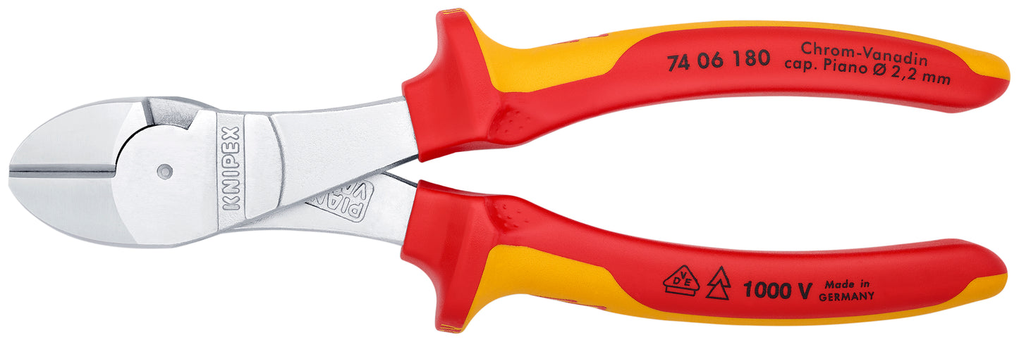 Knipex 74 06 180 High Leverage Diagonal Cutters-1000V Insulated - KNIPEX Tools