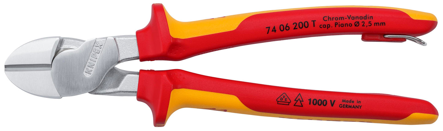 Knipex 74 06 200 T High Leverage Diagonal Cutters-1000V Insulated-Tethered Attachment - KNIPEX Tools
