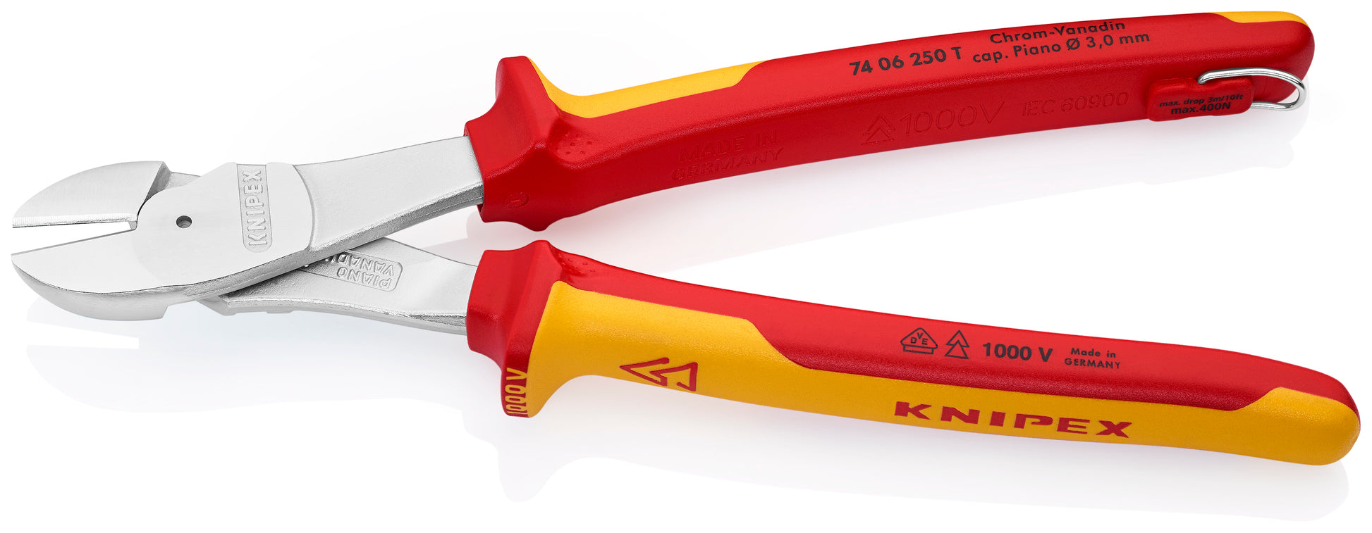 Knipex 74 06 250 T High Leverage Diagonal Cutters-1000V Insulated-Tethered Attachment - image 3