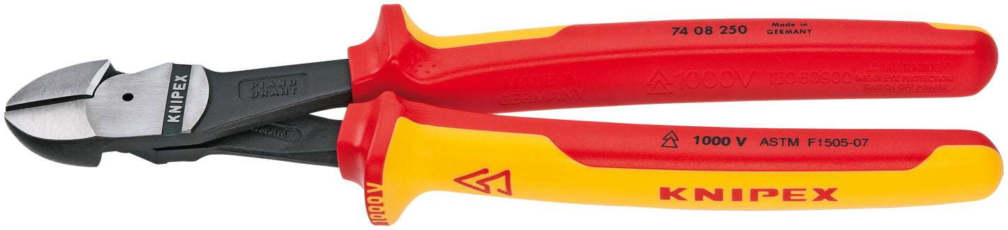 Knipex 74 08 250 US High Leverage Diagonal Cutters-1000V Insulated - KNIPEX Tools