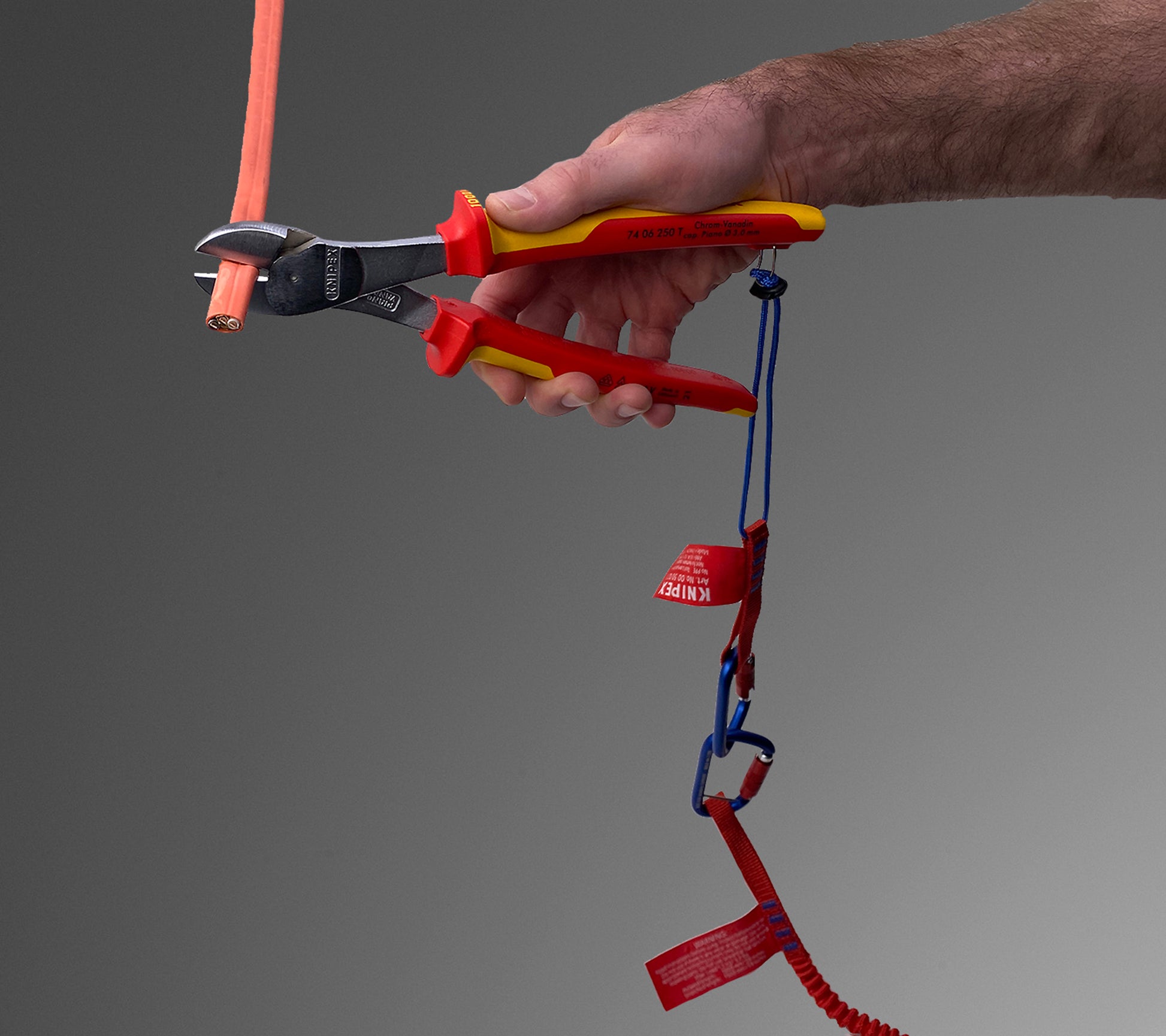 Knipex 74 06 250 T High Leverage Diagonal Cutters-1000V Insulated-Tethered Attachment - image 5