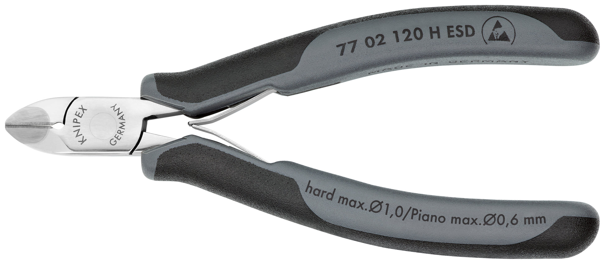 Knipex 77 02 120 H ESD Electronics Diagonal Cutters-Carbide Metal Cutting Edges-ESD Handles - KNIPEX Tools
